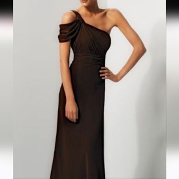 Bari Jay One Shoulder Long Chiffon Dress: Bridesmaid, Old Money,  Opening Nite - Picture 1 of 12